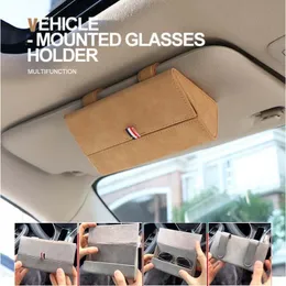 Andra interiörstillbehör bilsolglashållare Sun Visor Solglasögon Case Organizer Glassar Lagringslåda Turnläder Auto