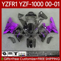 OEM FALTINGS ل YAMAHA YZF-R1 YZF1000 YZF R 1 1000 CC YZFR1 00 01 02 03 BodyWork 83NO.89 الأرجواني Flames YZF R1 1000CC 2000 2001 2002 2003 YZF-1000 00-03 دراجة نارية الجسم عدة