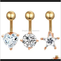 Bell Rings Jewelry Drop Delivery 2021 Navel Mix 3 Style 24Pcs / Lot Clear Zircon Donna Belly Button Ring Body Piercing Jewlry 14G Star Dangle