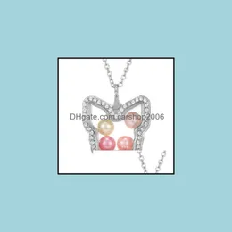 Jewelryfloating Locket Pearl Beads Pendant Halsband Bur Geometri Magnetiskt glas Öppnande minne Pendants Charms Uttalande halsband juvel