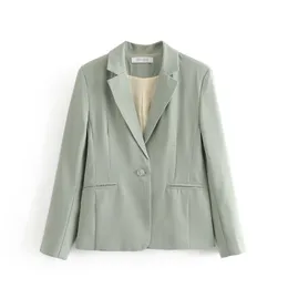 Zarif Kadınlar Vintage Blazer Moda Bayanlar Tek Meme Ceketler Kadın Çentikli Yaka Ceket Kızlar Chic Suit 210427