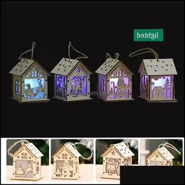 Świąteczne dekoracje świąteczne imprezowe zaopatrzenie domu ogród dziennika kabina zawiesza drewno rzemiosło zestaw puzzle zabawka dom z świeca światła barowa kropla D