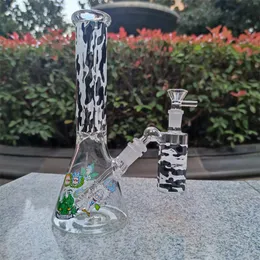 10 cali 26cm Glow w ciemnej szklanej zlewce Base Bong Bubbler Water z 14mm pucharowym rurą bonga hajdał Catcher