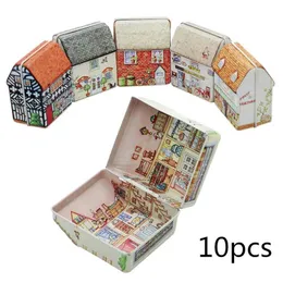 10pcs Metal Box Empty Tin Storage plate Dream House Container Small Organizer Kids Gift free items 211102