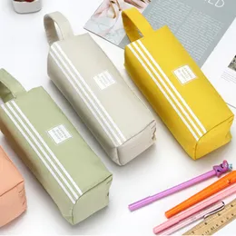 Portable Double Layer Pen Pencil Case Bag Large Capacity Simple Oxford Cloth Pen Case