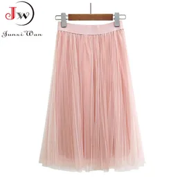 Elegant High Waisted Chiffon Skirt Womens Long Pleated Mesh