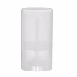 2021 15g Plastic Empty DIY Oval Lip Balm Tubes Portable Deodorant Containers Clear White Lipstick Fashion Cool Lip Tubes