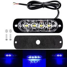 Traffic Beacon Police Light Breakdown Emergency Signal Lamp Blue Amber White Red Car Truck 4 LED Strobe Warning Grill Flashing Lights