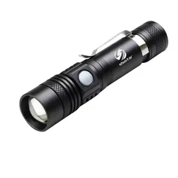 Torcia a LED ricaricabile USB Torcia a led ad alto lumen T6 Torcia impermeabile ultra luminosa con batteria 18650