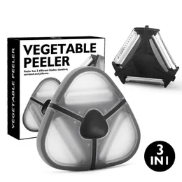 Cozinha doméstica pequena especialista peeling faca Melon Plainer para facilitar o armazenamento afiado três chefes peelings ralador wh0348