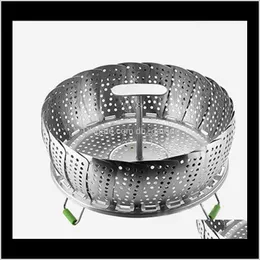 Other Tools Kitchen, Dining Bar Home & Garden Drop Delivery 2021 Stainless Steel Steaming Folding Mesh Food Vegetable Egg Dish Basket Cooker