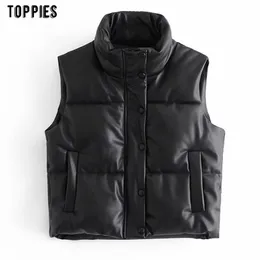 Toppies preto colete de couro colete jaqueta jaqueta outono outono outwear shopwer colete feminino 210412