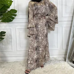 Odzież Etniczna Dubaj Arabska Moda Drukuj Plus Size Pas Muzułmańska Damska Dress Abaya Długa Spódnica Ramadan Kaftan