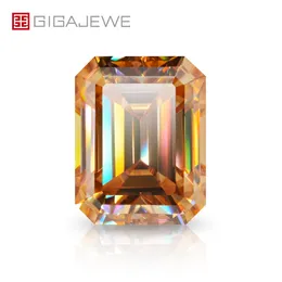 GIGAJEWE champagne Color Emerald cut VVS1 moissanite diamond 1-12ct for jewelry making Loose gemstones