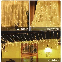 Strings Remote Control USB LED String Lights Christmas Wedding Decoration Garland Curtain Waterfall For Bedroom Outdoor