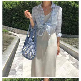 bask blue plaid long sleeve Ghost horse girl Summer shirt femme Casual Blouse Plus Size Women Blouses Top 210417
