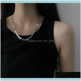 Zincir kolyeler kolyeler mücevherçiler basit modaya uygun kadınlar kolye Koreli paslanmaz çelik bayanlar kalp şeklinde çapraz kolye zinciri zarfı