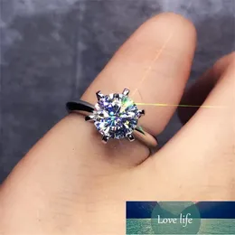 Com certificado original 18k branco anel ouro luxo 2.0ct laboratório diamante faixa de casamento mulheres prata 925 anel lr168