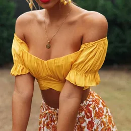 Jastie Cute Sweetheart Neckline Crop Tops Women Summer Shirt Balloon Sleeve Beach Tank Tops Boho Short blusas mujer de moda 210419