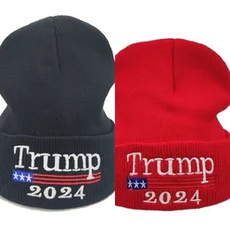 2024 Trump chapéu de inverno bufo de inverno beanies franjas toca primavera de primavera de malha lotes de tricô chapéus de inverno gorros crânio tampa para homens e mulheres g3302