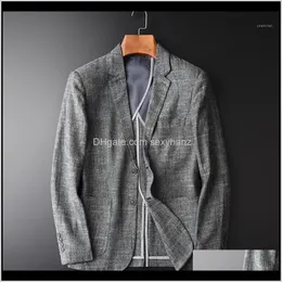 Garnitury Blazers Męskie Odzież Odzież Dojazdowa Dostawa 2021 Minglu Mężczyźni Dorywczo Lato Cienki Plus Rozmiar 4XL Slim Fit Grey Blazer Man Bawełna i Pościel