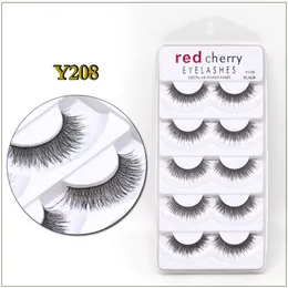 DHL 5Pair / Set Ystyels Red Cherry Fałszywe rzęsy Naturalne Długie Eye Lashes Extension Makeup Professional Faux rzęs Winged Fake Make Wispies