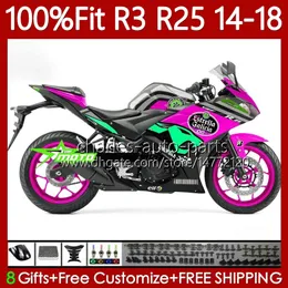 FATINGS DE INFEÇÃO OEM para Yamaha YZFR3 YZFR25 YZF-R25 Pink claro 2014-2018 Bodywork 102No.198 YZF-R3 YZF R3 R25 14 15 16 17 18 YZF R 3 25 2014 2015 2017 2017 Kit Body Kit