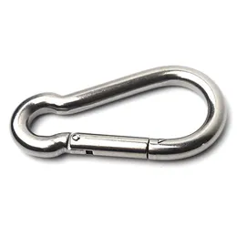 Klättringsknapp Carabiner Hook Rostfritt Stål Vårmetall Hakar Spänne Camping Vandring Säkerhetsskydd Slitstarkt Keychain Utomhus Nyckelring