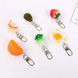 Simulation Fruit Food Orange Keychain Key ring For Women Girl Jewelry Cartoon Dumplings Handbag Key Holder Decoration