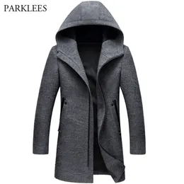 Männer Wollmäntel Jacken Winter Kaschmir Kapuzenjacke Mann Marke Herrenmode Oberbekleidung Warm Reißverschluss Mantel Woll Pea Coat 3XL 211122