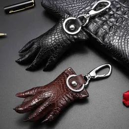 Netto röd nyckelkedja kreativ handgjord personlig högkvalitativ krokodil Claw bilvatten Märke Hänge Mäns läderväska