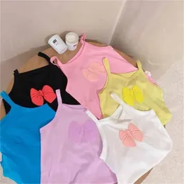 Summer Arrival Girls Fashion Candy Color Vest Kids Princcess s with Bow 210528