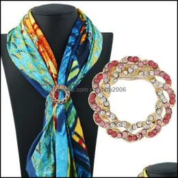 Pins, Brooches Jewelry Superior Quality Silk Scarf Buckle Fashion Rhinestone Garland Brooch Dual Purpose Drop Delivery 2021 Ga28B