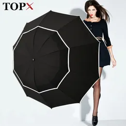 TOPX Big Top Quality Ombrello Uomo Pioggia Donna Antivento Grande Paraguas Uomo Donna Sole 3 Pieghevole Grande Ombrello Outdoor Parapluie 210401