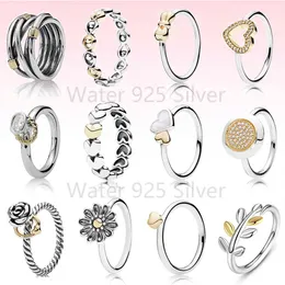 2021 popolare 100% 925 gioielli in argento corda bande rosa con cuore oro simbolo dell'amore margherita anello per le donne consegna