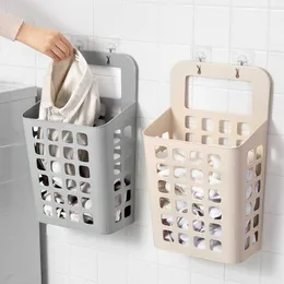 1 pc de parede grande lavanderia cesta doméstica casa de banho perfurando roupa suja livre armazenamento plástico vazio hamper 211026