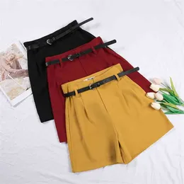 WWenn Summer Korean Short Office Lady High Waist Shorts Women Mini Fitness Wide Leg Byxor Svart Loose Feminino 210507