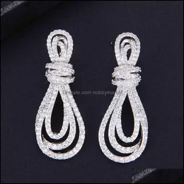 Stud Earrings Jewelry Cute Irregar Knot Shape Hollow Fl Cz For Bridal Engagement 210323 Drop Delivery 2021 Vhk2U