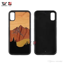 Custodie telefoniche resistenti a graffi per iPhone 6 7 8 11 più xr xs pro max mix eco-friendly wood tpu tpu retro-cover resistente