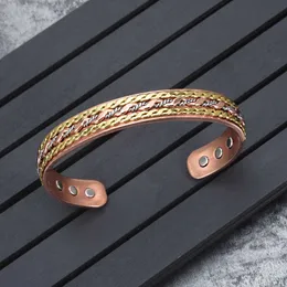 Vinterly Twisted Magnetic Copper Armband Hälsa Energi Justerbar Armband Koppar Öppna Manschettkoppar Armband Bangles För Kvinnor Q0717