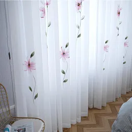 Vorhang Vorhänge Luxus Sheer Vorhänge Für Wohnzimmer Weiß Tüll Blumen Druck Voile Schlafzimmer Nordic Gaze Fenster Dekor
