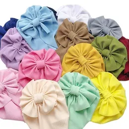 Kokardka noworodka kapelusz dziecko tkaniny miękkie hedging kaptur czapki stałe kolor kapelusze dziewczyny pulower cap
