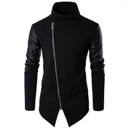 メンズジャケット 2021 Est 男性レザーファッション春秋ジッパー Tihn コート Turtlrneck スリムカジュアルプラスサイズオーバーコート