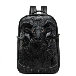 Fashion 3D Embossed Fluorescent Pirate Skull Backpack bags for Men rivet unique Halloween Bag personality Rock Laptop Cool Bags