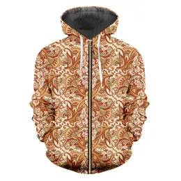 Men's Hoodies & Sweatshirts IFPD EU/US Size Stitching Long Zipper Hoodie 3D Flower Leaf Print Paisley Pattern Fall/winter Sleeve Pullover Pl