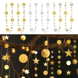 Party Dekoration 13 meter Glitter Star Paper Garland Circle Dot för dekorationer Rum Bakgrund