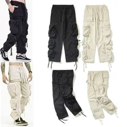 Pantaloni da strada multitasche con coulisse da uomo Salopette Pantaloni cargo larghi da escursionismo Pantaloni casual superiori vestibilità regolare HP904