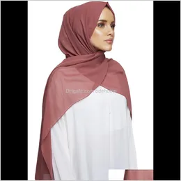 Wraps Hats, & Gloves Fashion Aessories Drop Delivery 2021 89 Color High Quality Plain Bubble Chiffon Scarf Shawl Muslim Hijab Women Headband