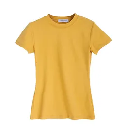 Nieuwe Vrouwen T-shirts Vrouwen T-shirt Voor Vrouwelijke Katoen Strakke Effen Kleur Tops tees Vrouw Tshirt X0628