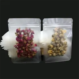 100 pcs lote fosco transparente zíper bolsa de fundo liso de embalagem de flor seca de embalagem de flash reusável sacos de embalagem de armazenamento para lanche